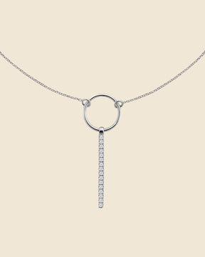 Sterling Silver and Cubic Zirconia Bar Necklace
