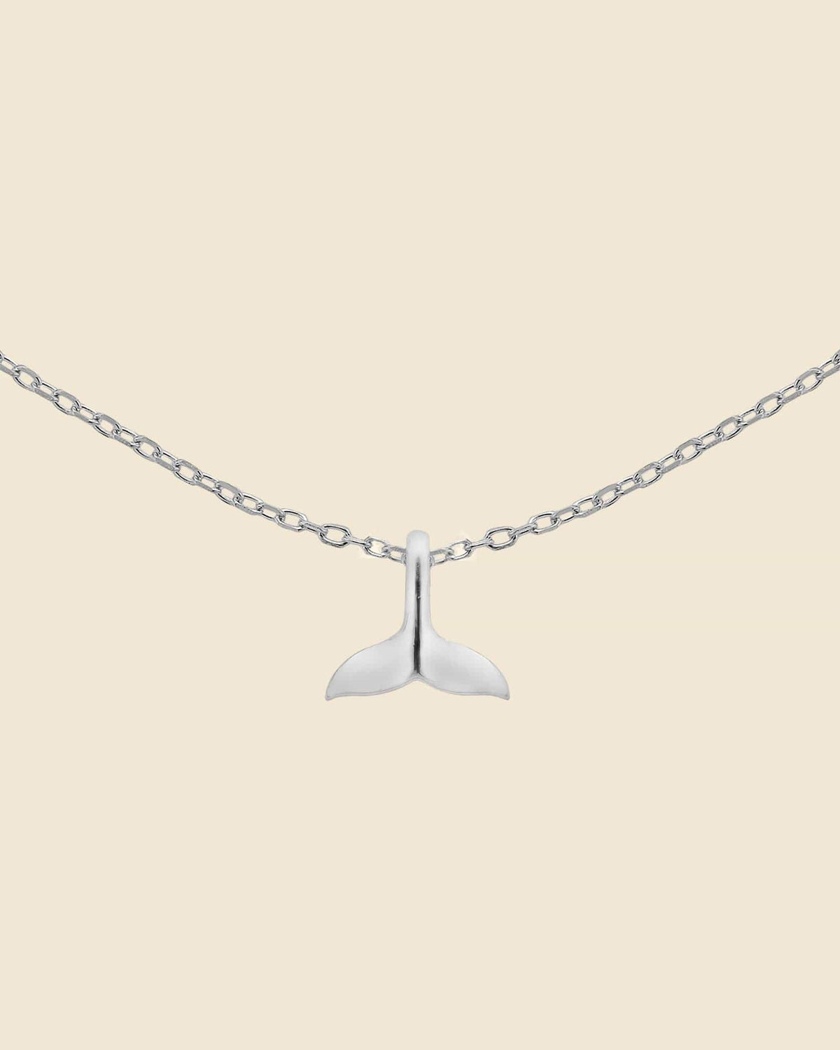 Sterling Silver Mini Whale Tail Necklace