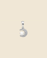 Sterling Silver and Cubic Zirconia Moon and Star Pendant