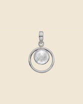 Sterling Silver Rainbow Moonstone in Hoop Pendant