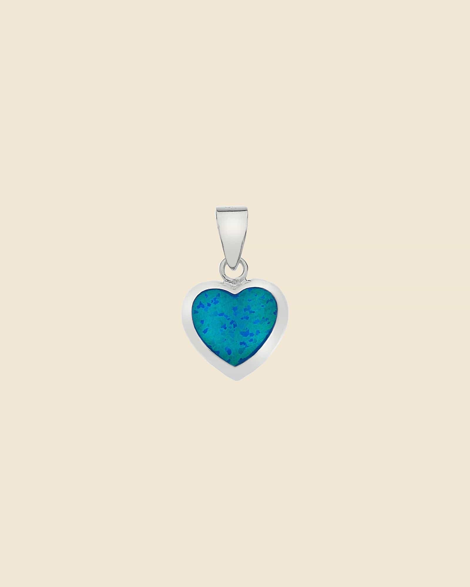 Sterling Silver and Synthetic Blue Opal Heart Pendant
