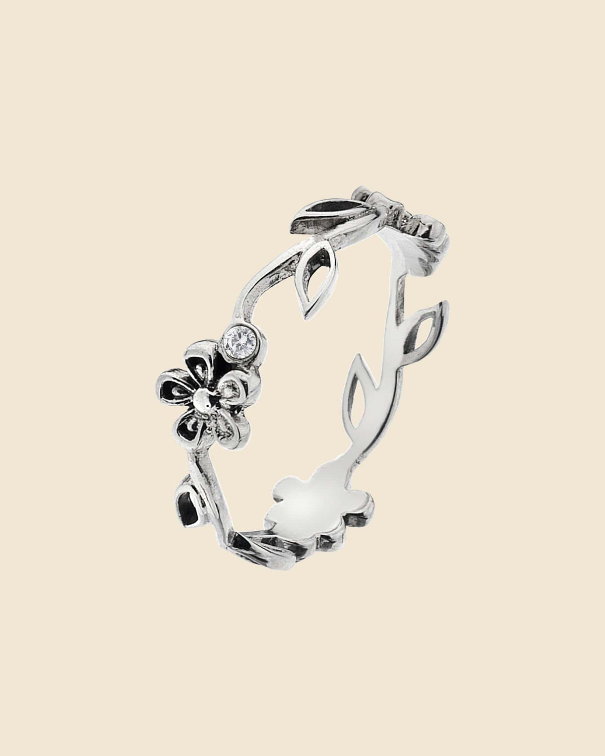 Sterling Silver and Cubic Zirconia Garland Ring