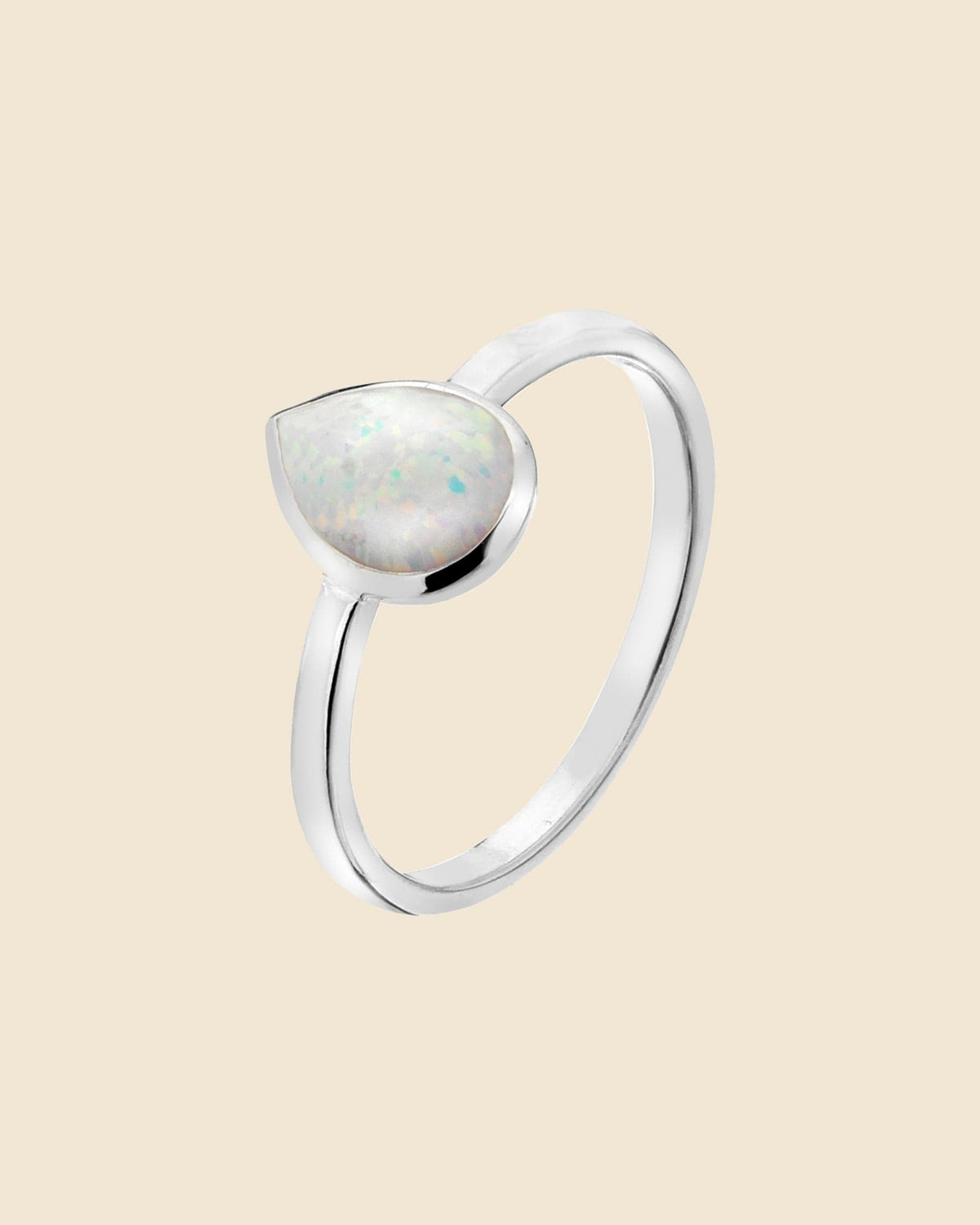 Sterling Silver and Opal Teardrop Ring