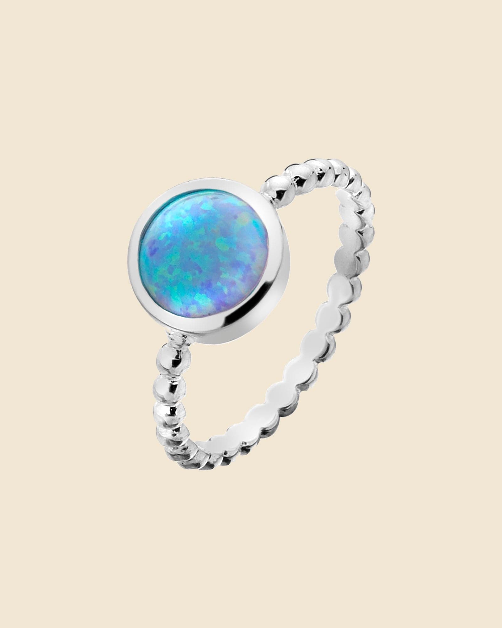 Sterling Silver and Blue Opal Bobble Band Ring
