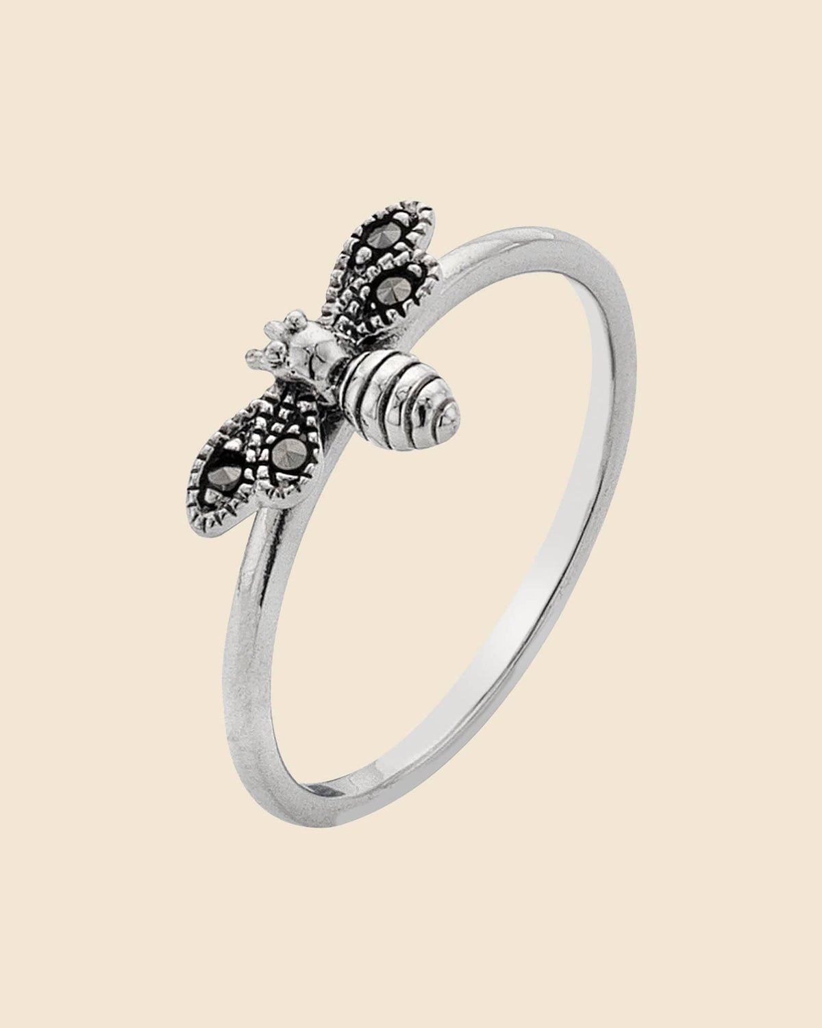 Sterling Silver and Marcasite Bee Ring