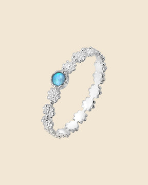 Sterling Silver and Blue Opal Daisy Chain Ring