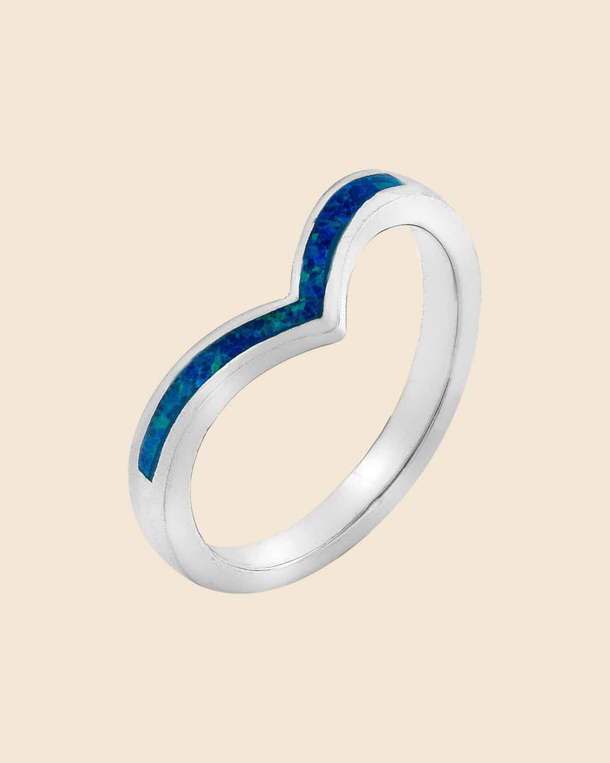 Sterling Silver and Opal Wishbone Ring