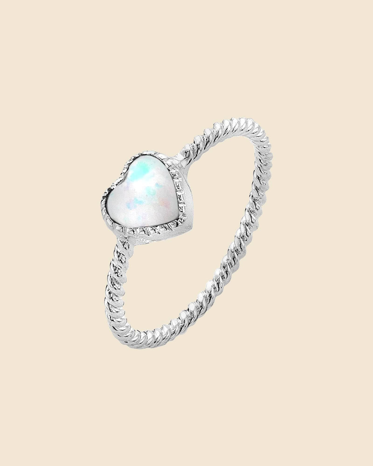 Sterling Silver and Opal Cupcake Heart Ring