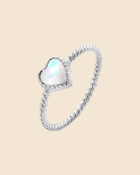 Sterling Silver and Opal Cupcake Heart Ring