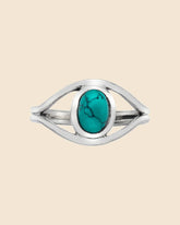 Sterling Silver Turquoise Oval Eye Framed Ring