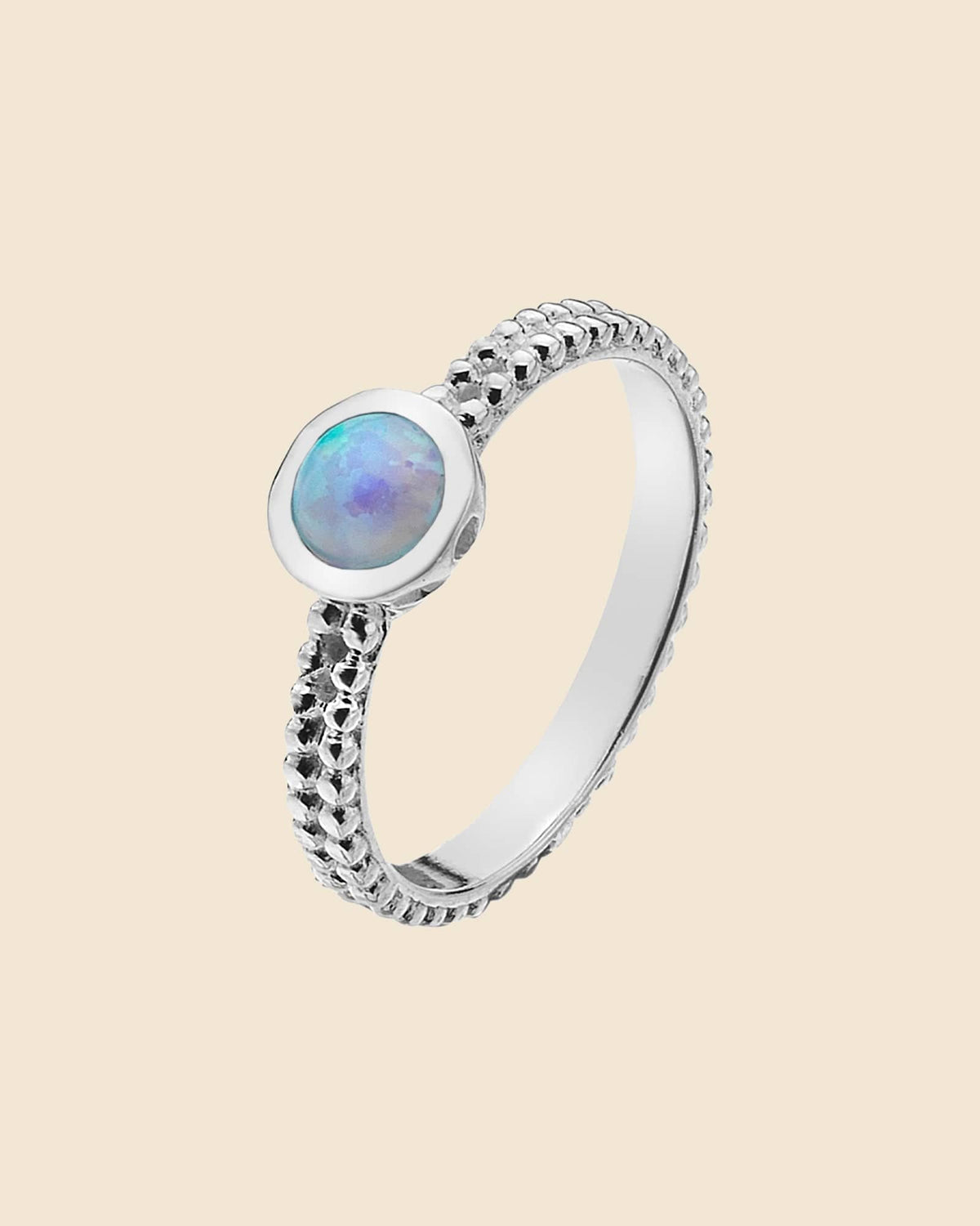 Sterling Silver and Blue Opal Pobble Ring