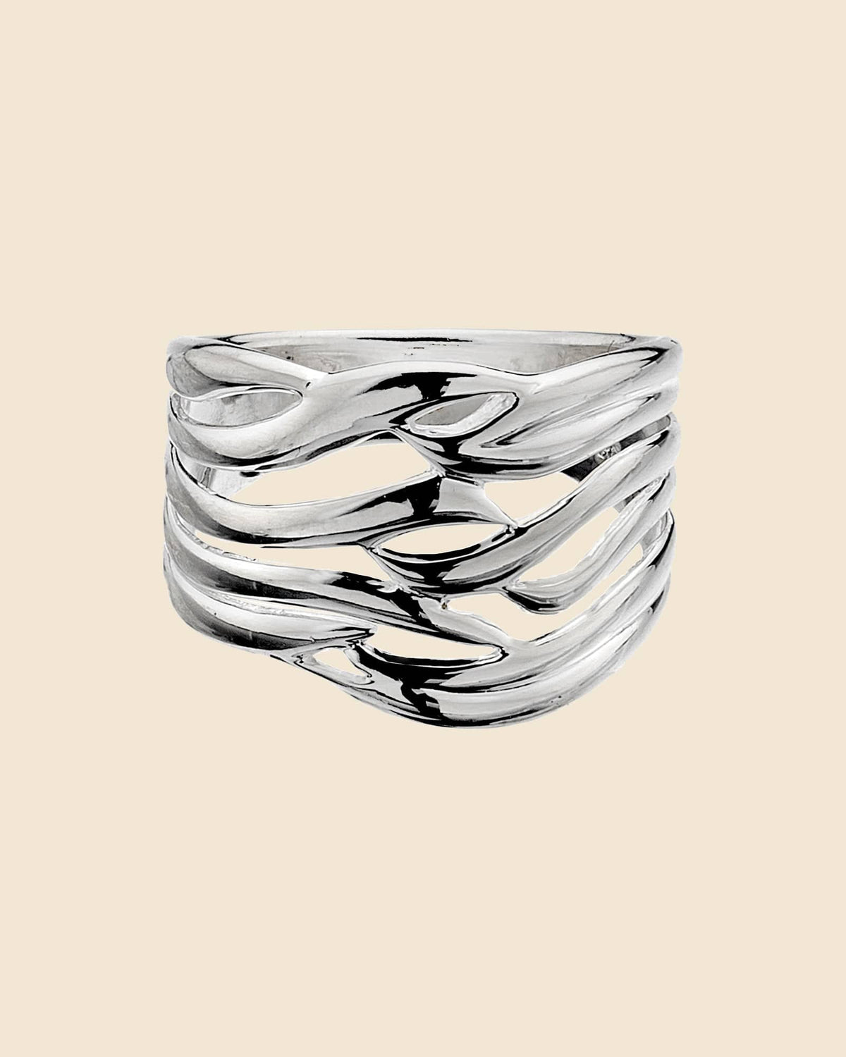 Sterling Silver Interlocked Wave Ring