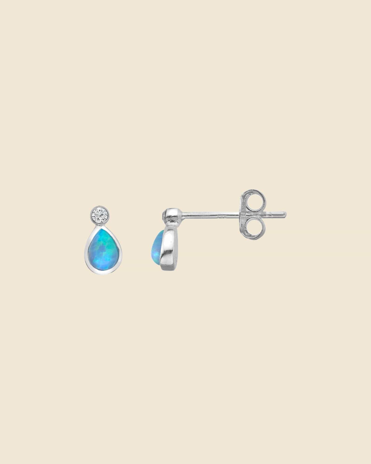 Sterling Silver and Opal Delicate Teardrop Studs