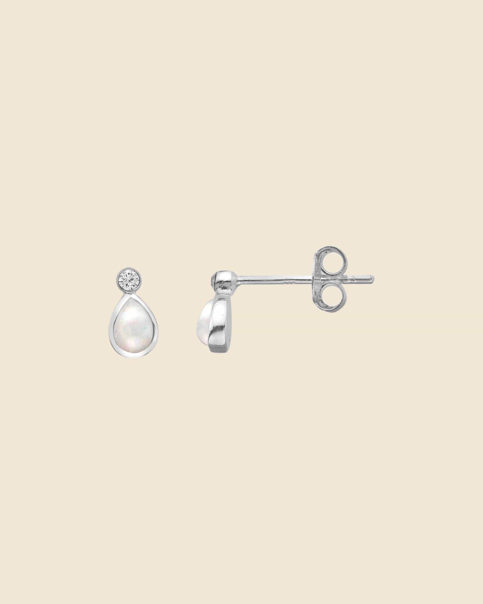 Sterling Silver and Opal Delicate Teardrop Studs