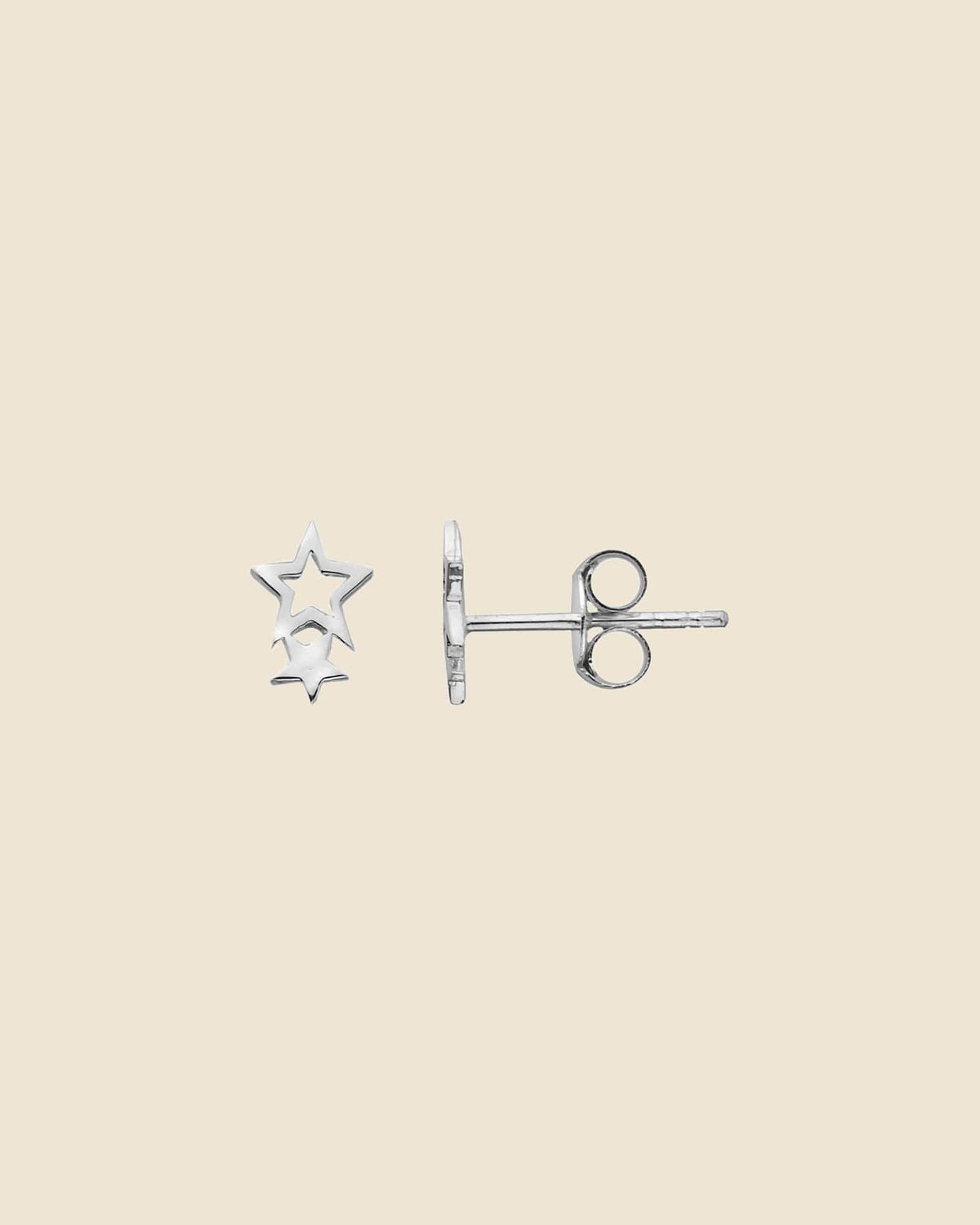 Sterling Silver Cut Out Double Star Studs