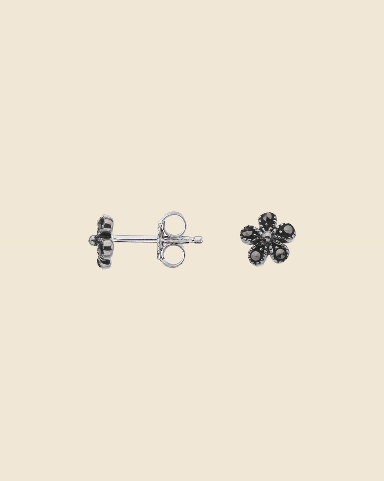 Sterling Silver and Marcasite Flower Studs