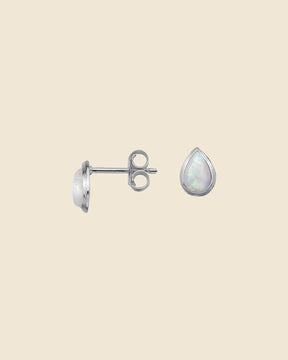 Sterling Silver Simple Opal Teardrop Studs