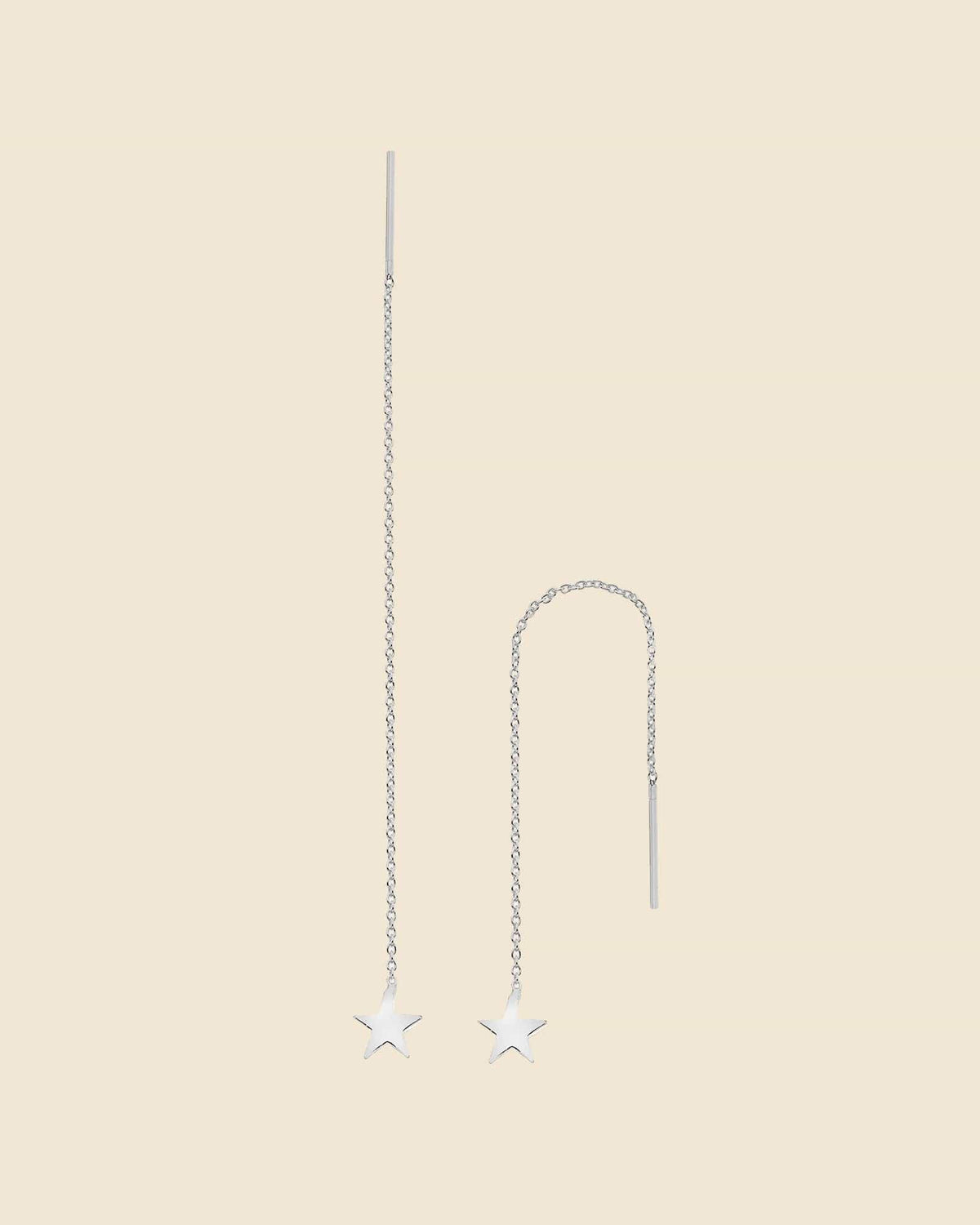 Sterling Silver Fine Pull-Through Star Earrings