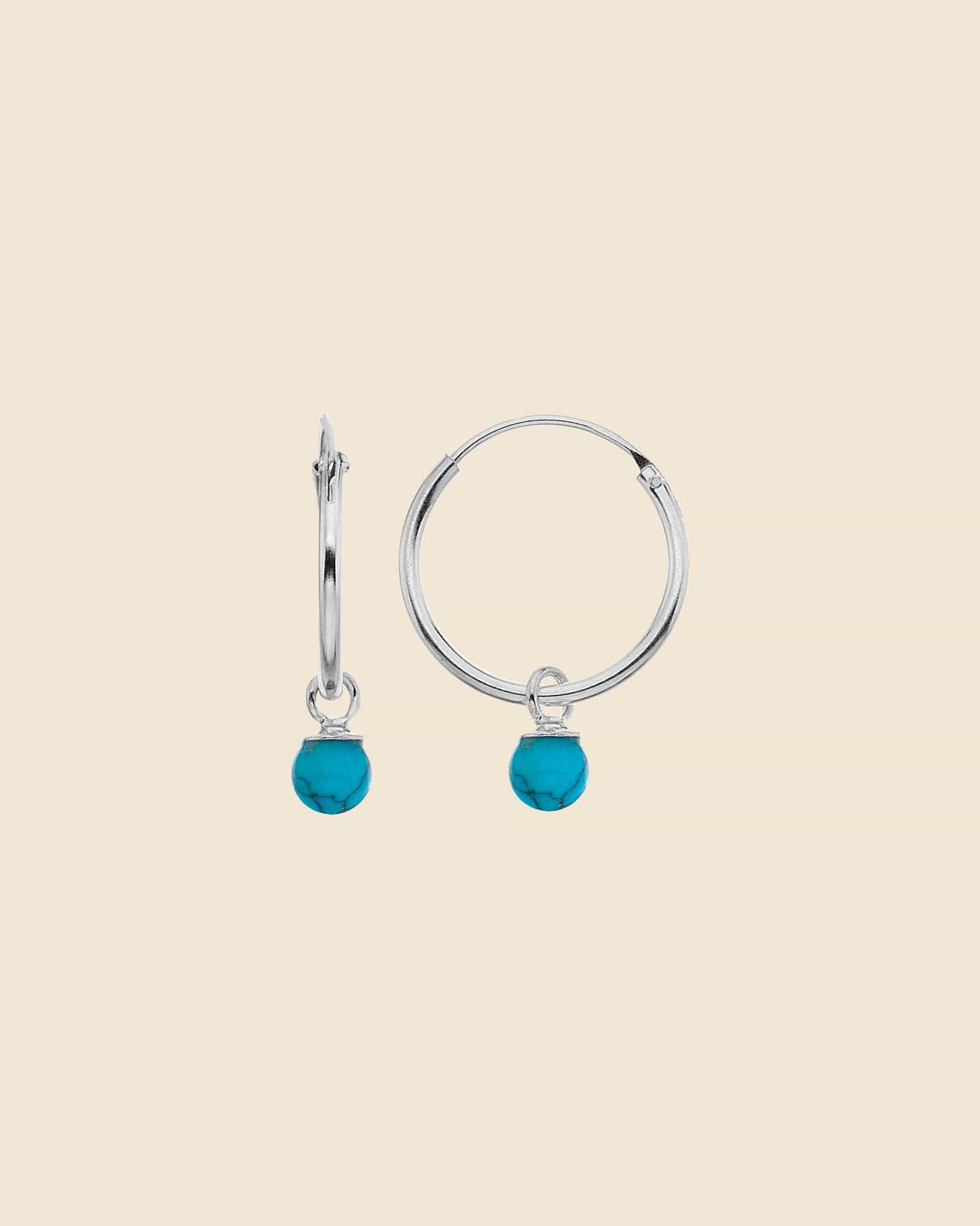 Sterling Silver and Turquoise Charm Hoops
