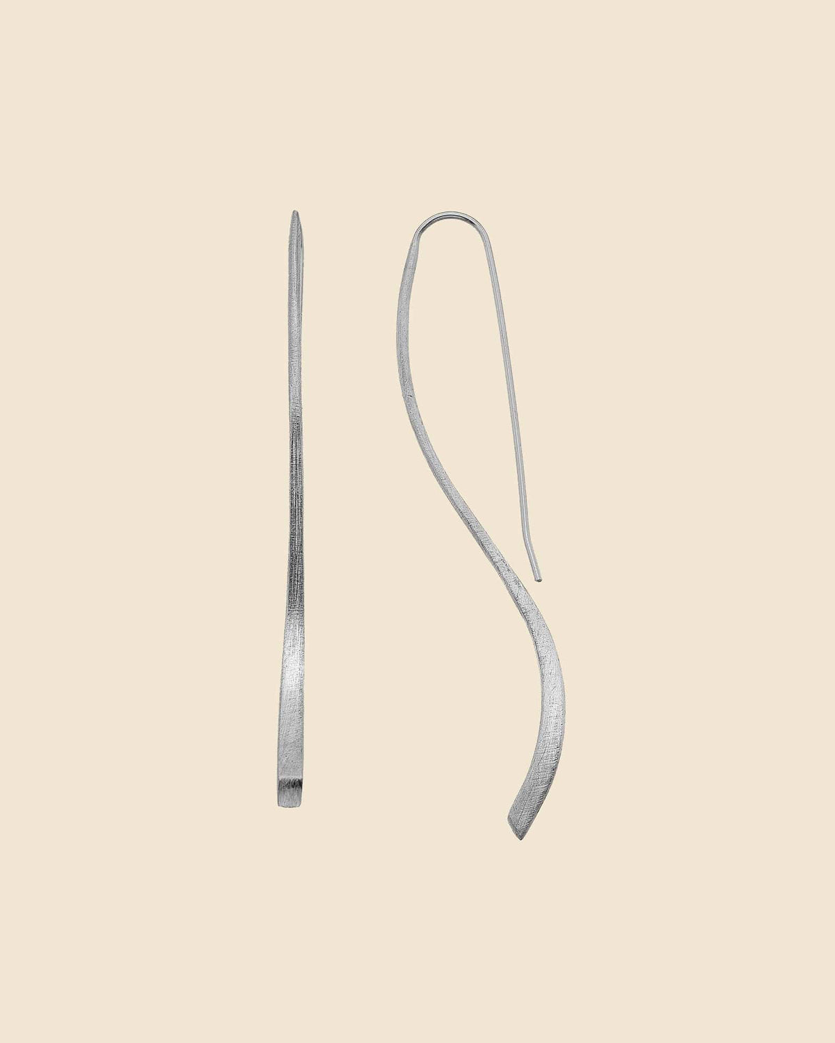 Sterling Silver Long Curved Drop Earrings