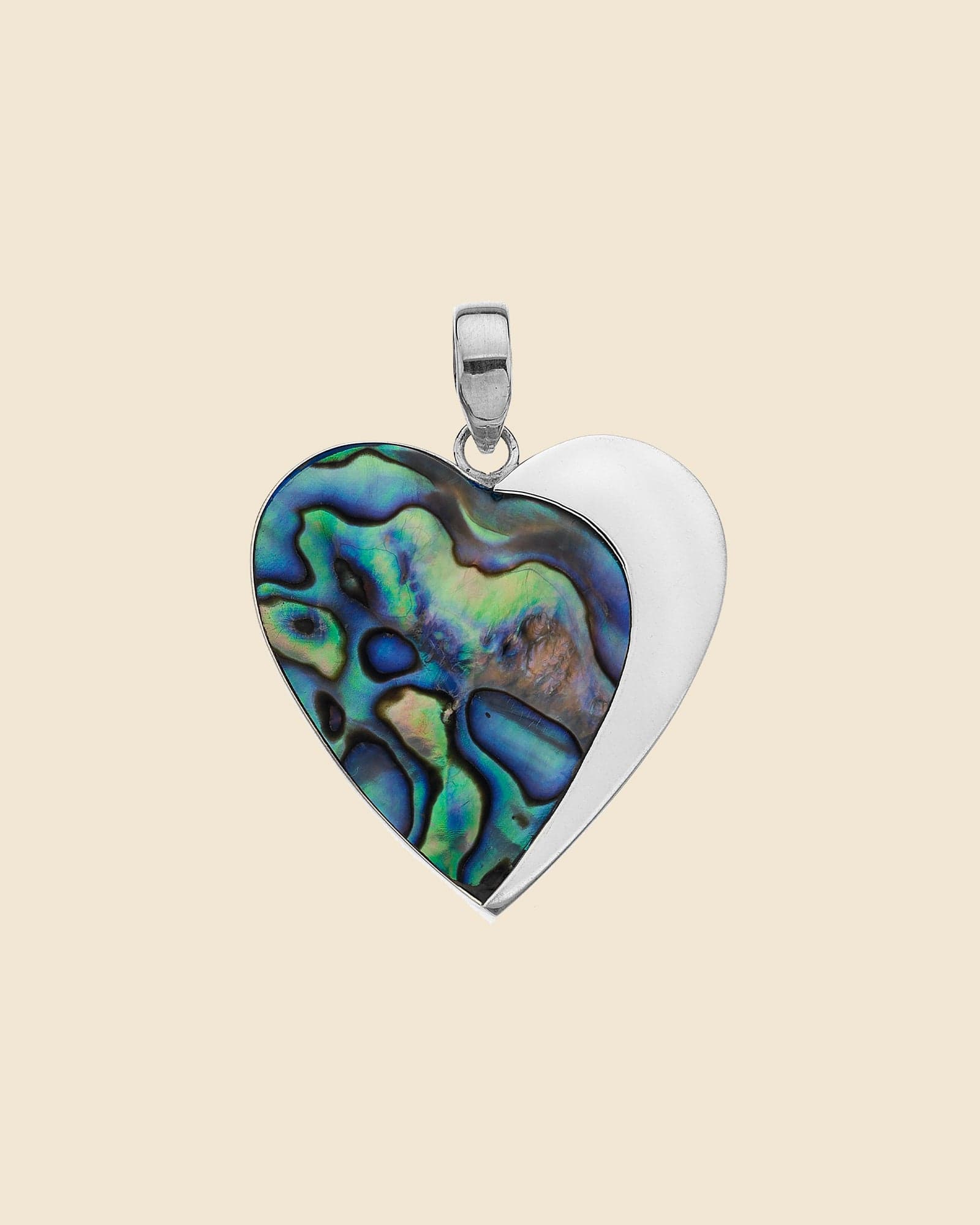 Sterling Silver Edged Paua Shell Heart Pendant