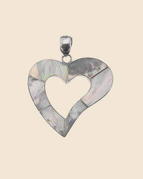 Sterling Silver and Shell Reversible Heart Pendant