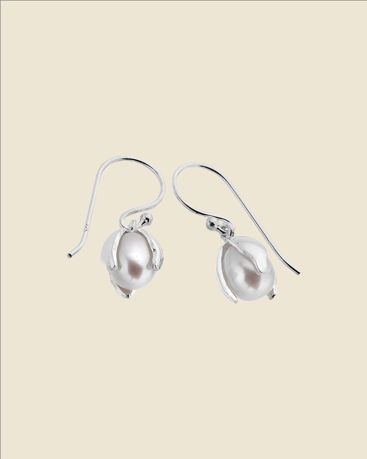 Sterling Silver and Freshwater Pearl Snowdrop Earrings