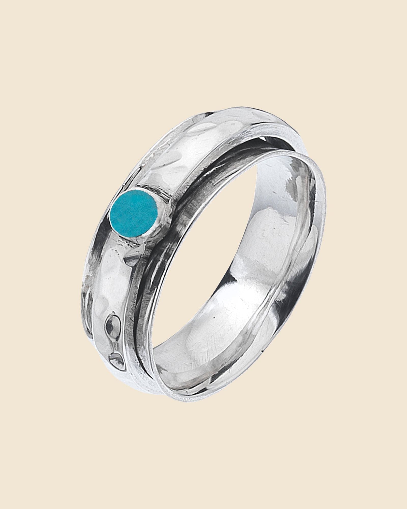 Turnt Silver Rings Sterling Silver and Turquoise Spinner Ring