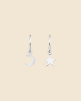 Sterling Silver Mismatched Star and Moon 12mm Hoops