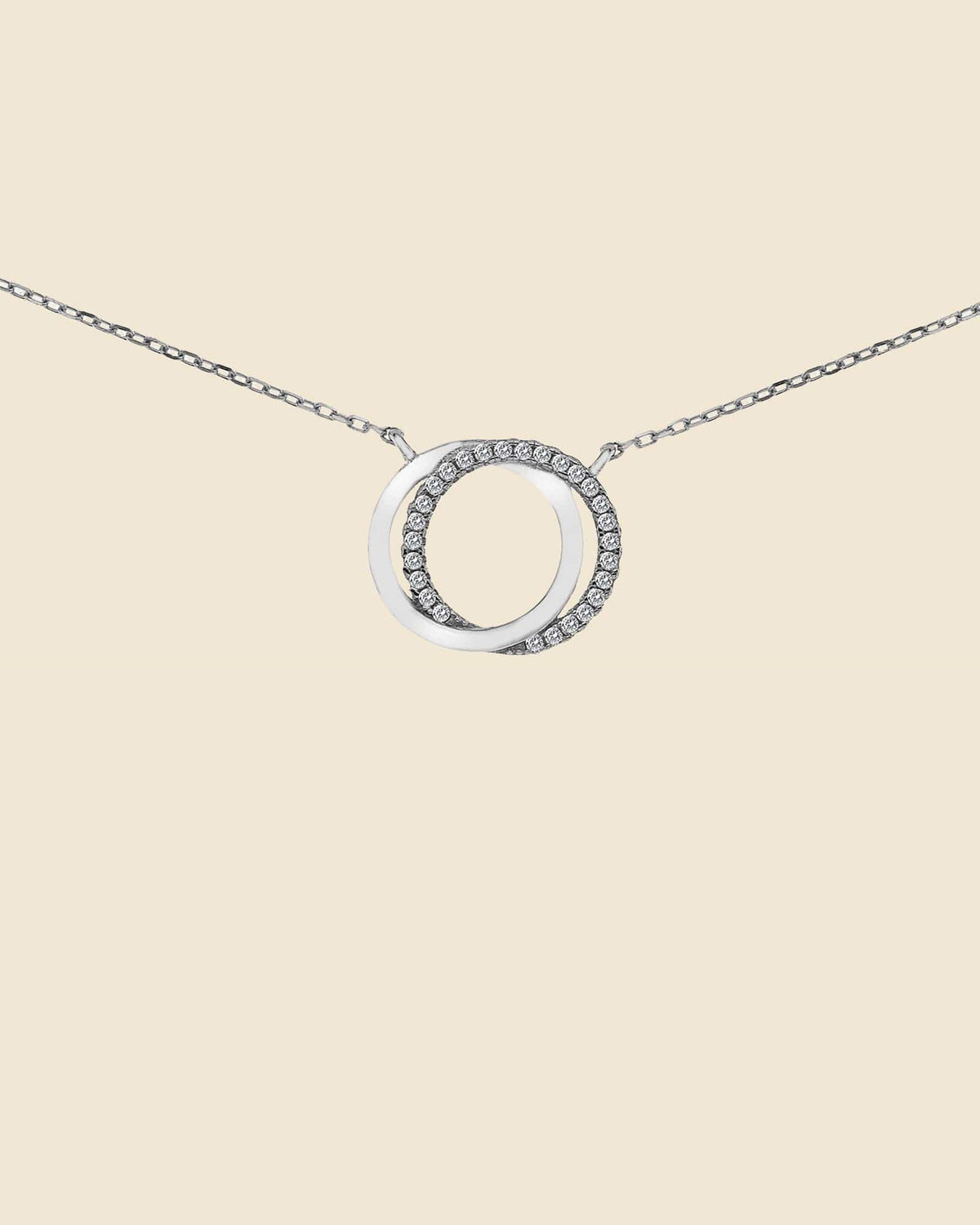 Sterling Silver and Cubic Zirconia Contrasting Circles Necklace