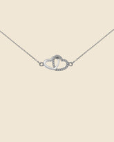 Sterling Silver and Cubic Zirconia Contrasting Hearts Necklace