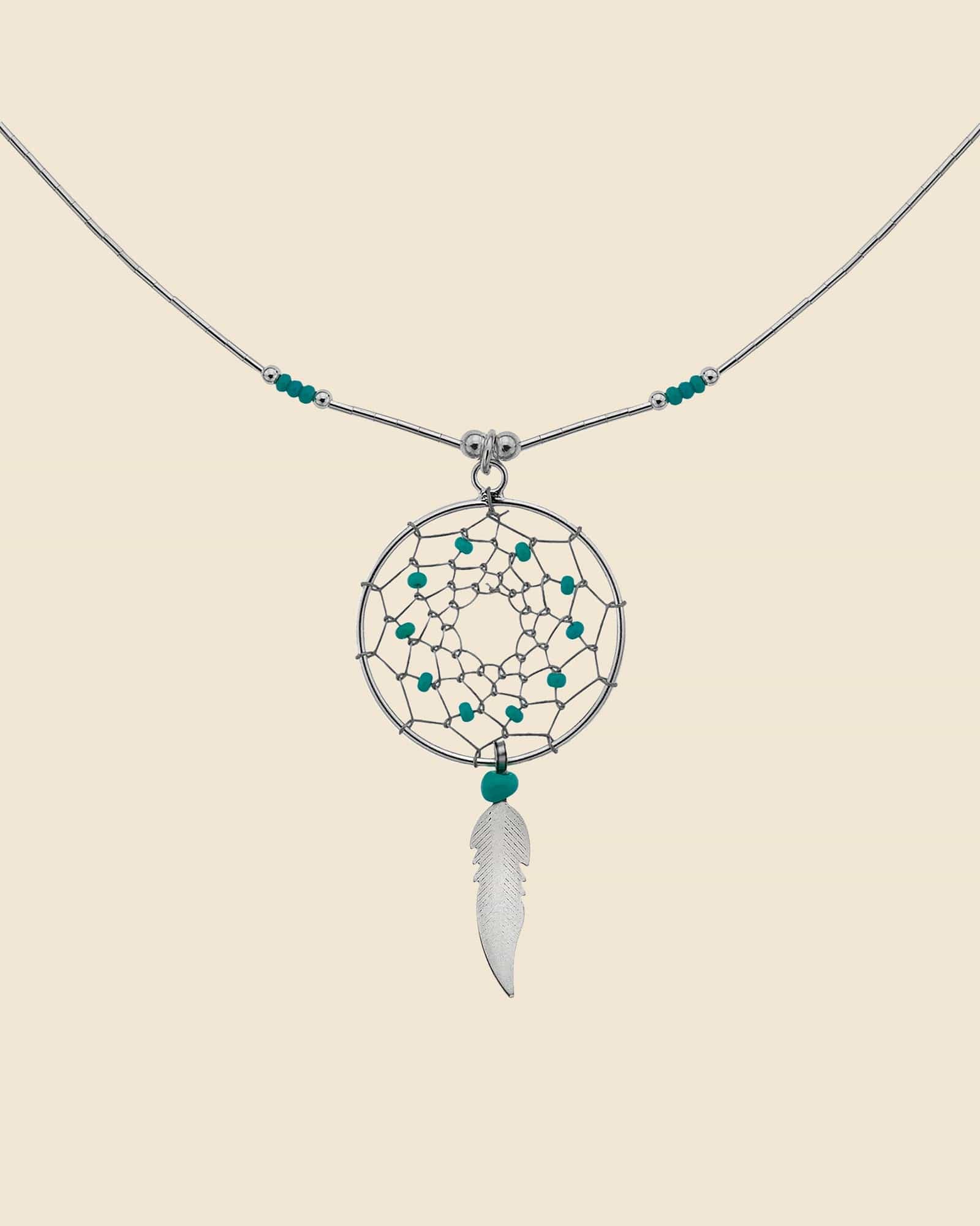 Sterling Silver Large Turquoise Dreamcatcher Necklace