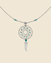 Sterling Silver Large Turquoise Dreamcatcher Necklace