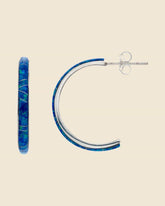 Sterling Silver and Blue Opal Half Hoops