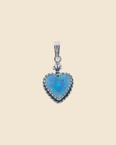 Sterling Silver Blue Opal Heart-Shaped Pendant