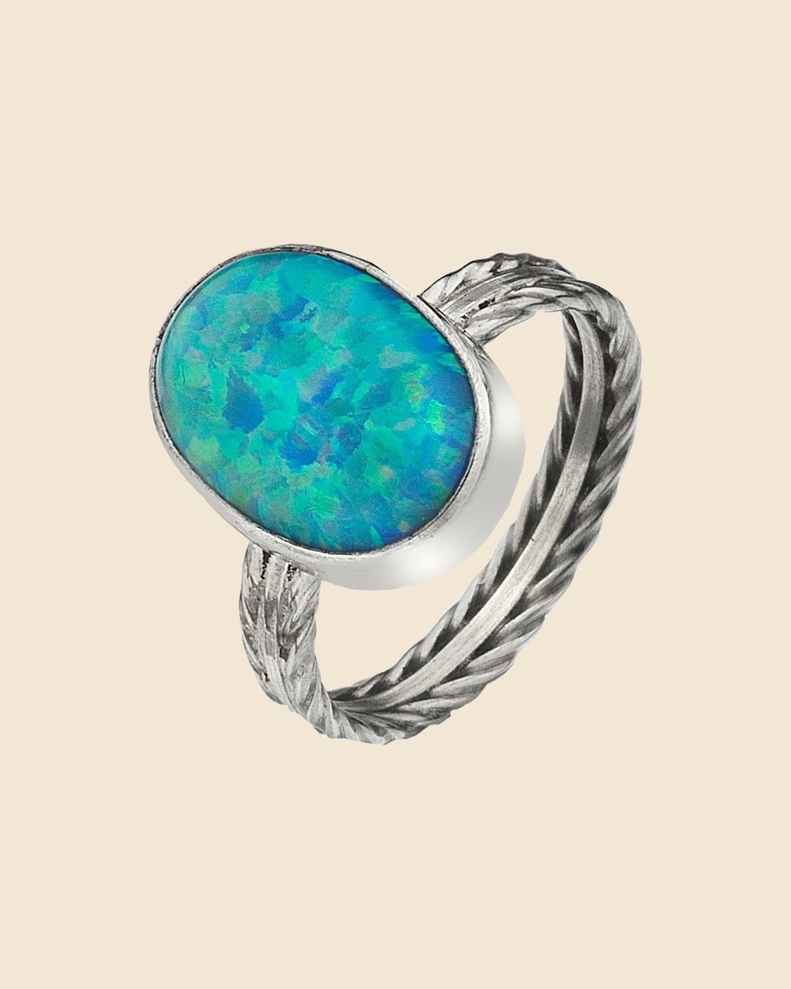 Sterling Silver and Large Oval Opal Ring