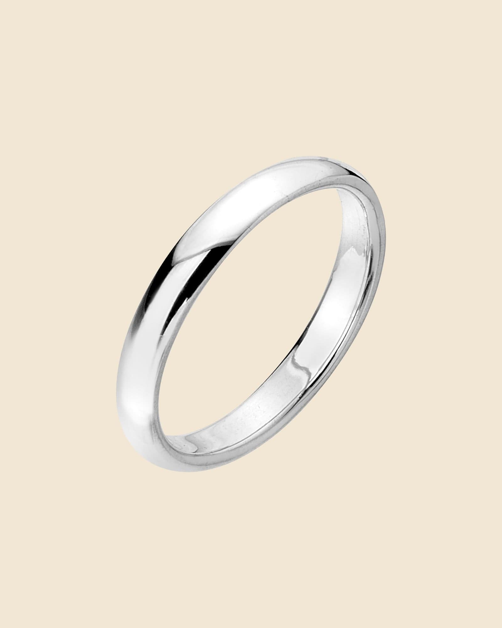 3mm Plain Sterling Silver D Shaped Band Ring