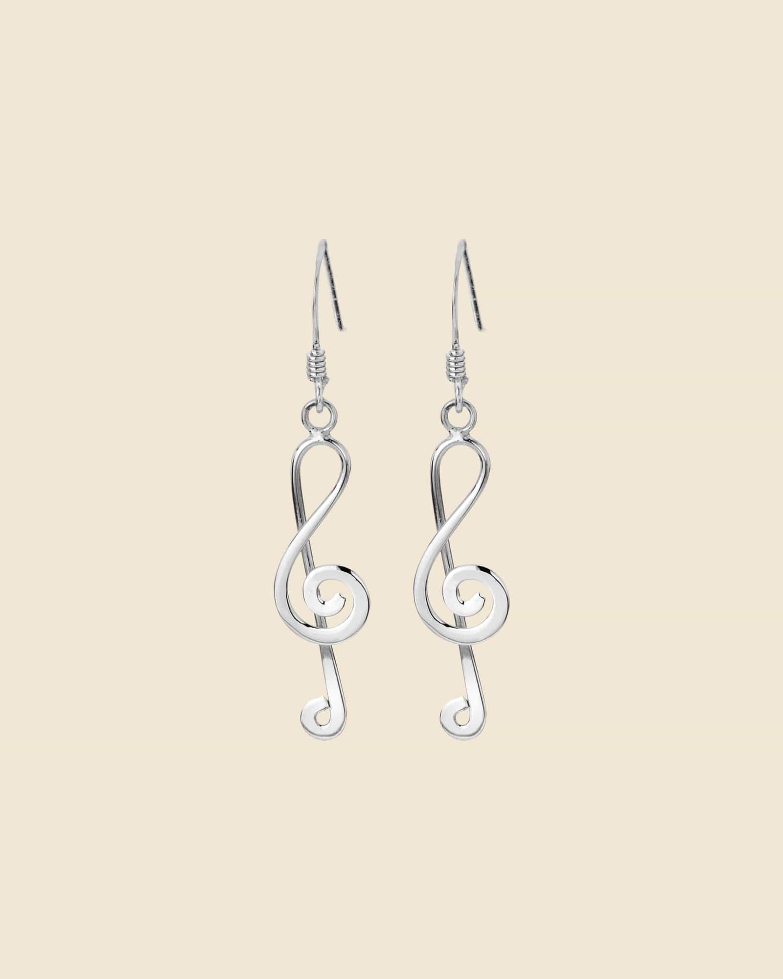 Sterling Silver Treble Clef Earrings