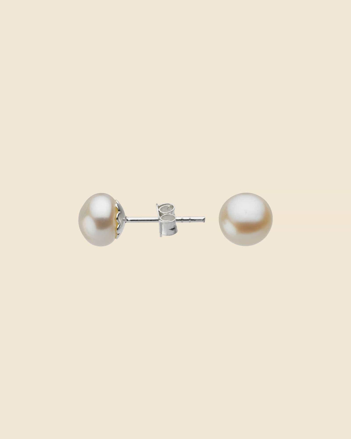 8mm Ivory Freshwater Pearl and Sterling Silver Studs