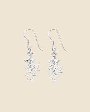 Sterling Silver Open Star Cluster Earrings