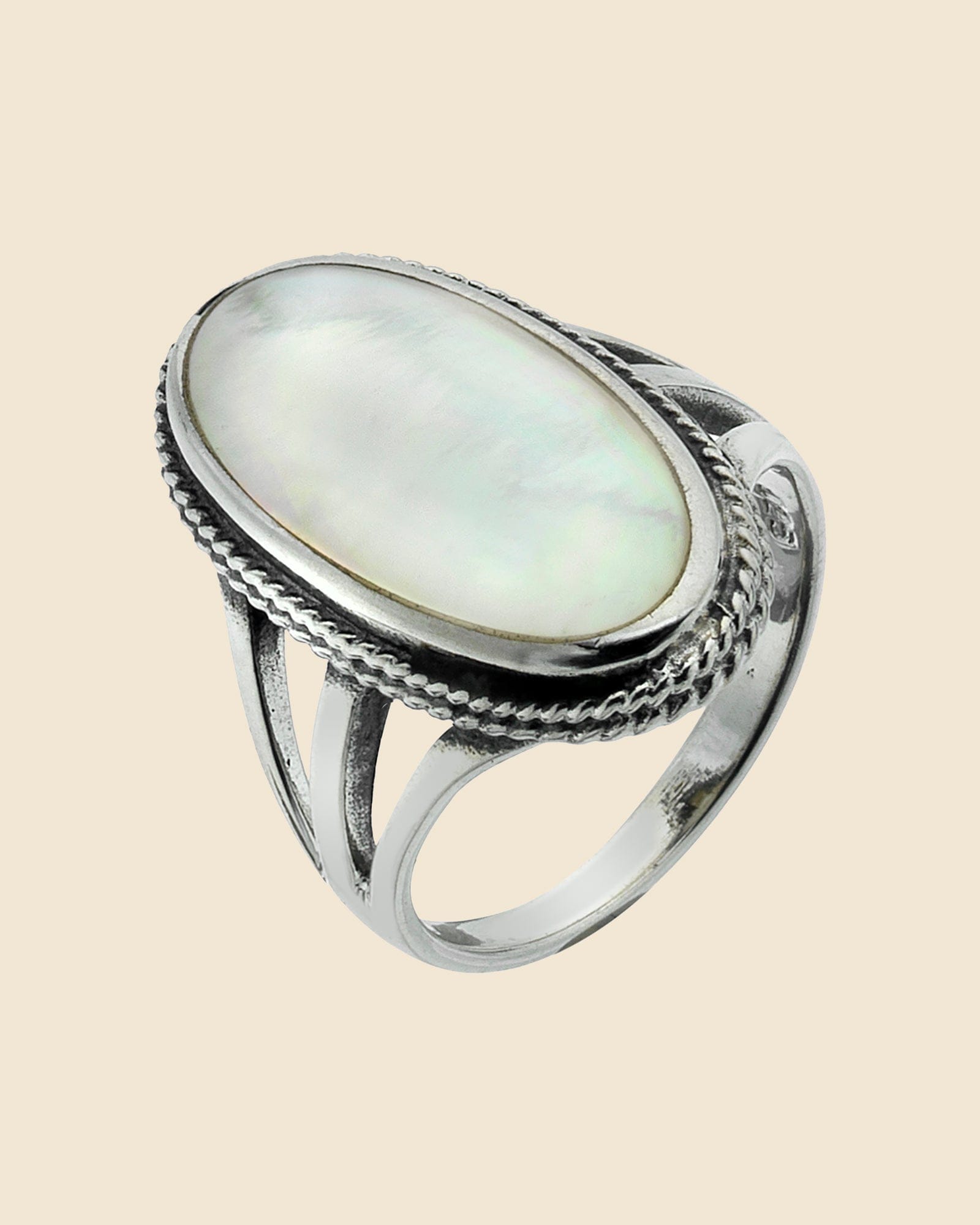 Rope Detail Mother of Pearl Ring
