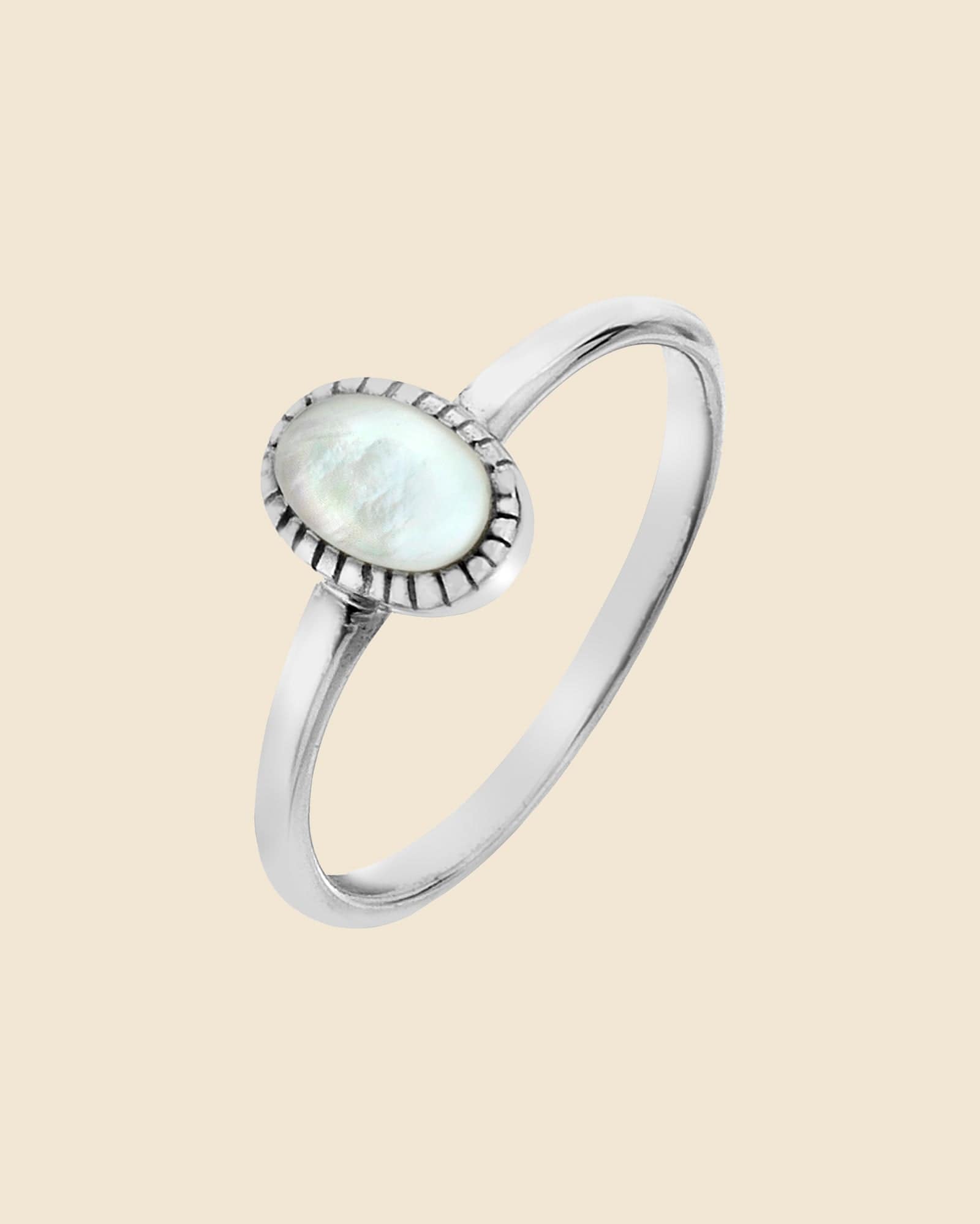 Sterling Silver Tiny Mother of Pearl Oval Ring
