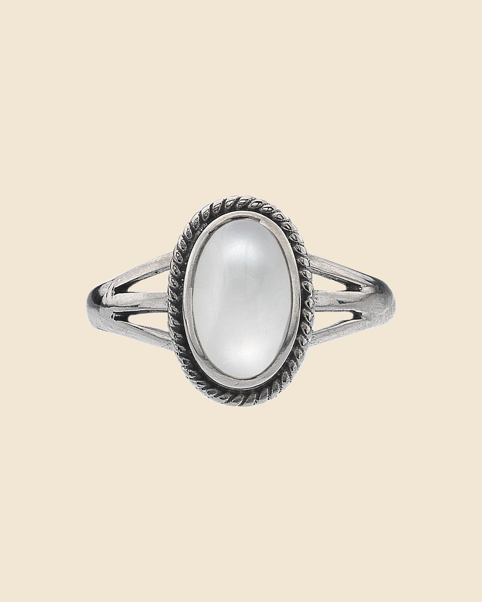 Rope Edged Sterling Silver and Mother of Pearl Ring