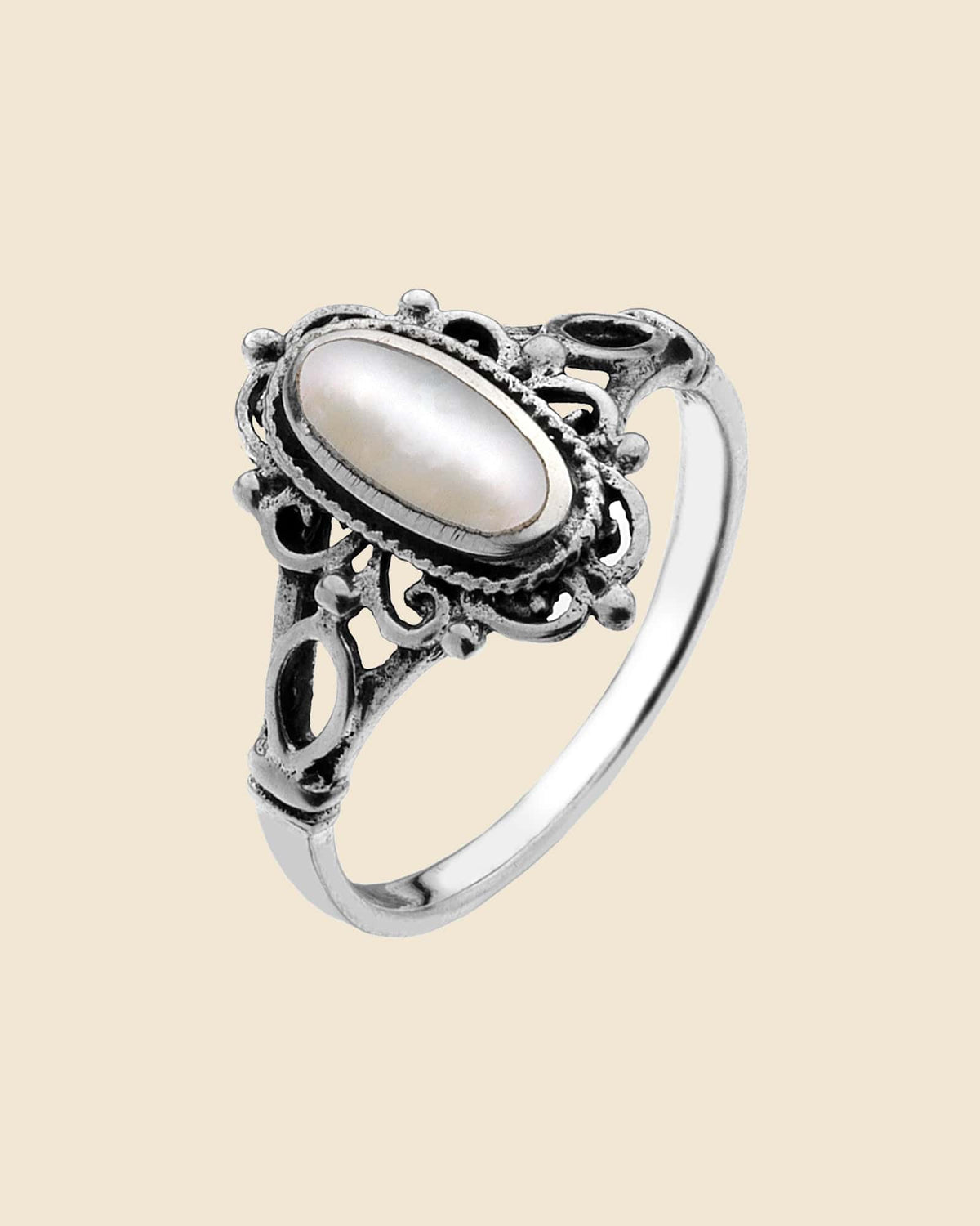 Mother of Pearl Ornate Frame Ring
