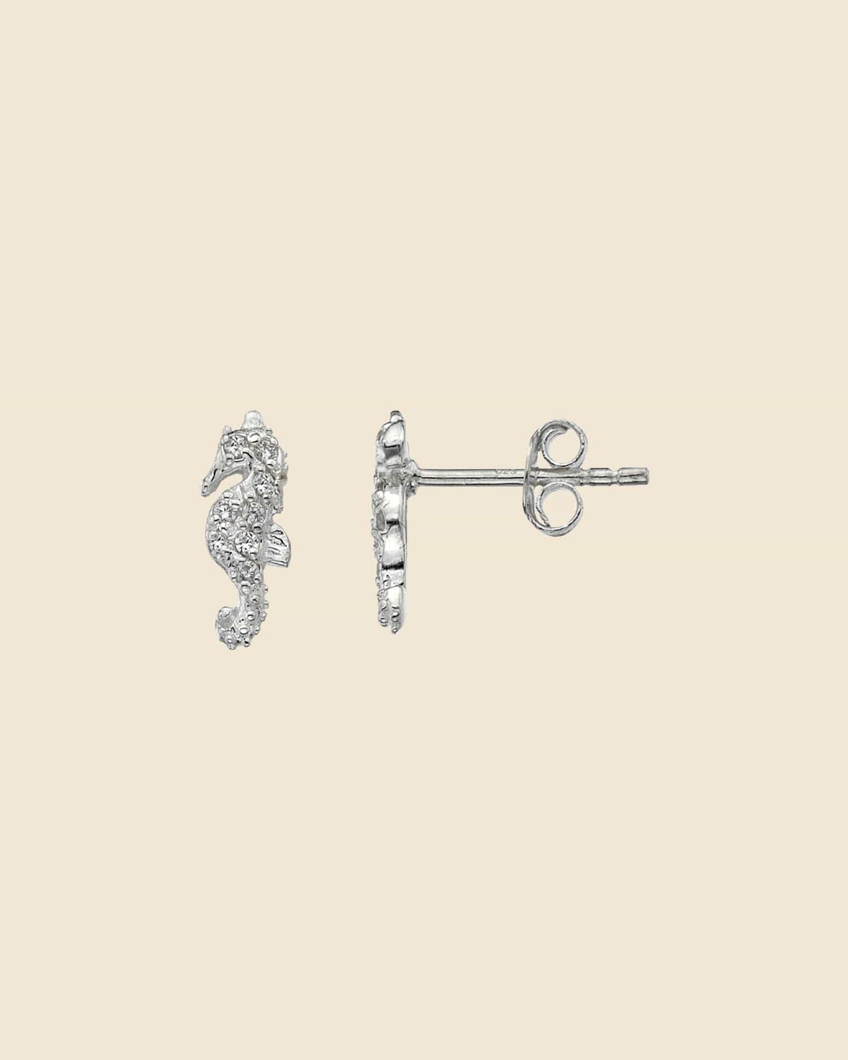Sterling Silver Twinkly Seahorse Studs
