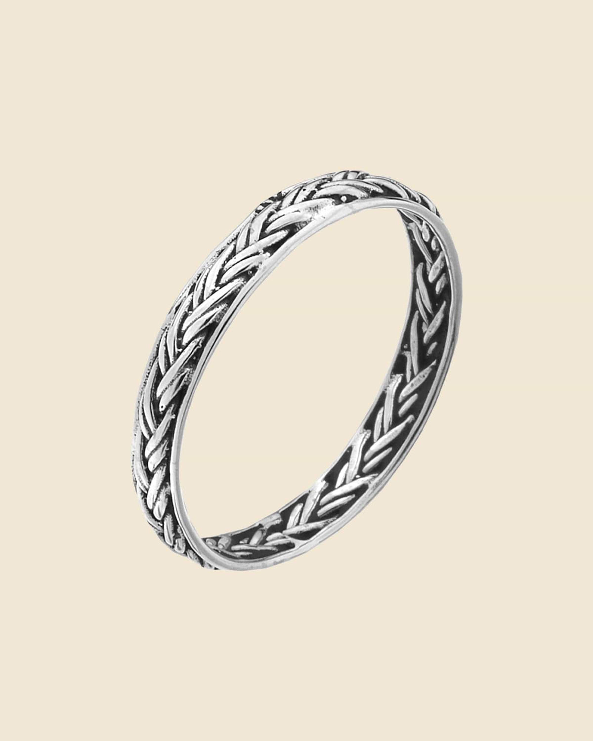 Sterling Silver  Plait Ring with Edge