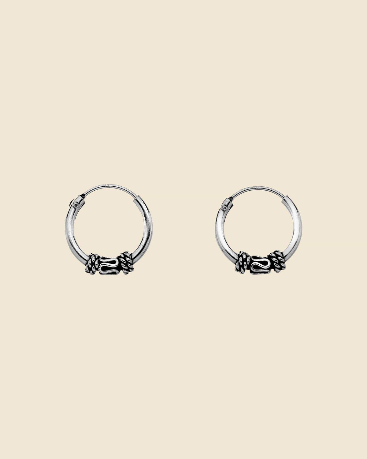 Small Sterling Silver Bali Hoops