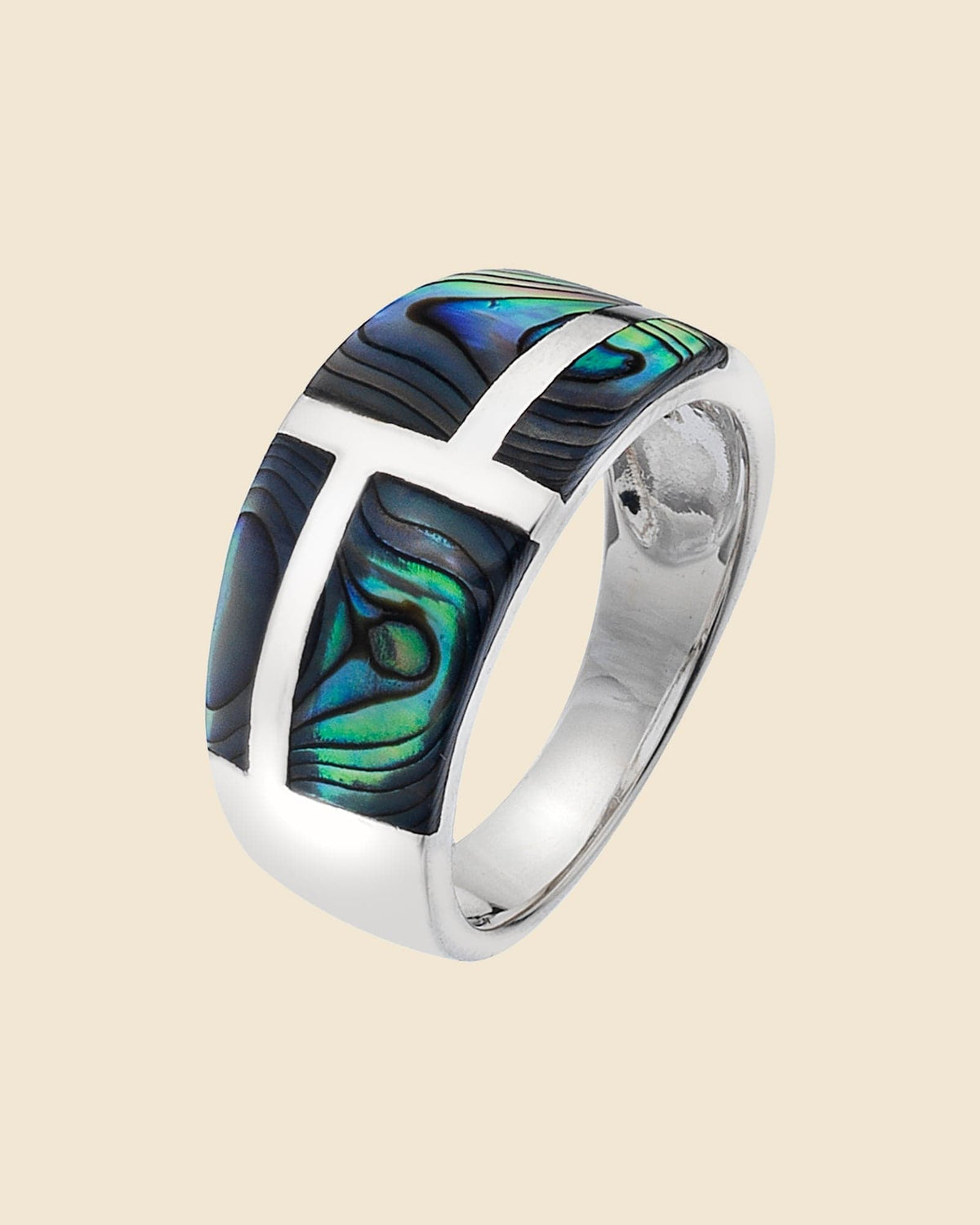 Sterling Silver and Paua Shell Mondrian Style Ring