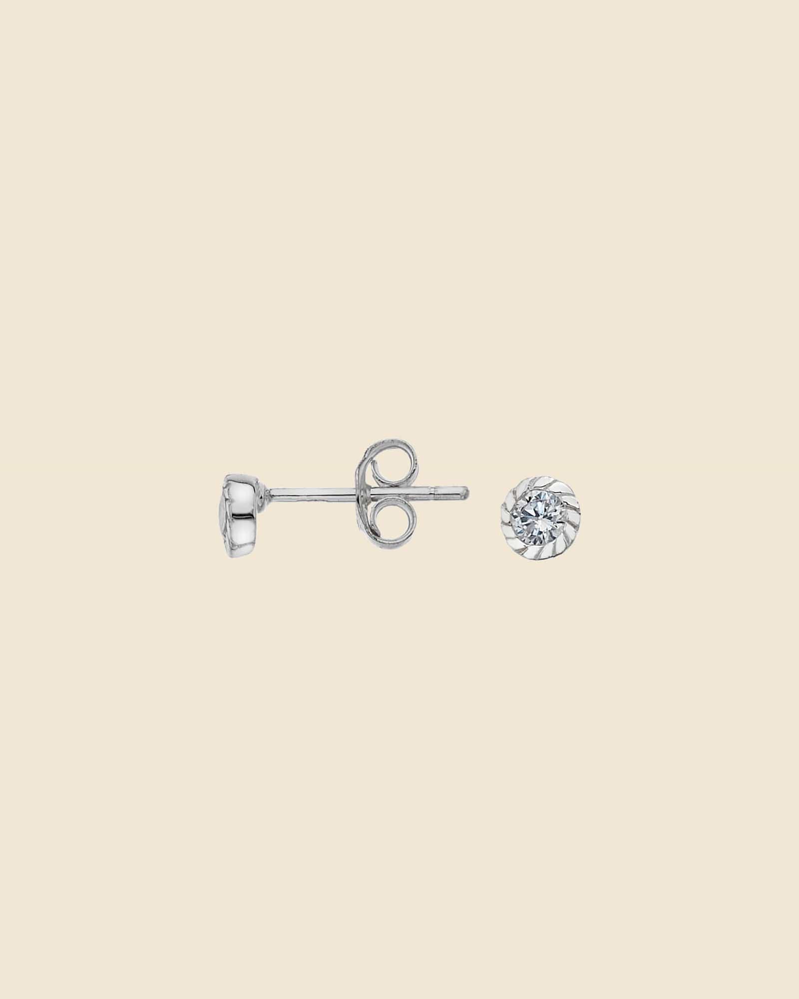 Sterling Silver Small Cubic Zirconia Round Studs