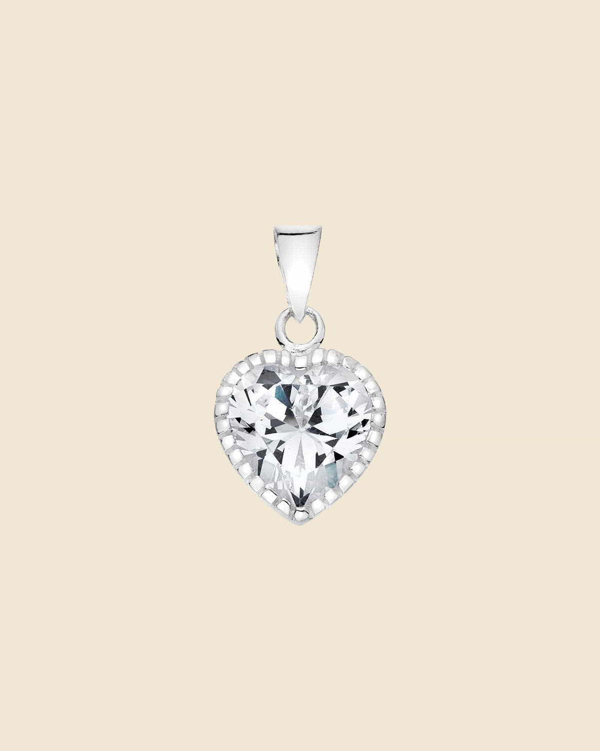 Sterling Silver and Cubic Zirconia Medium Cupcake Heart Pendant